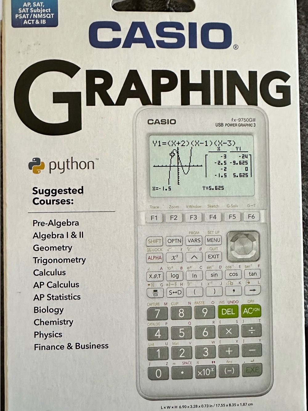 Casio Graphing Calculator in White with Green Accent Fx-9750GIII